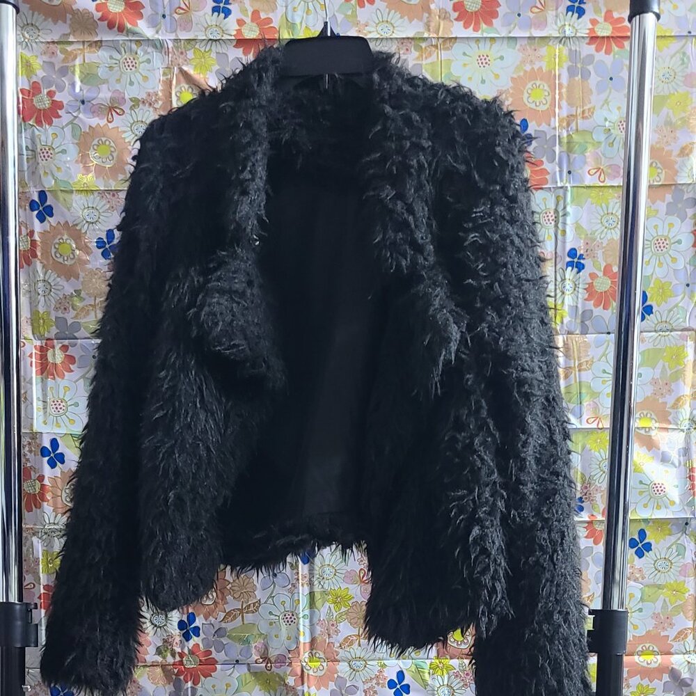 Cute Black Pho Fur Jacket